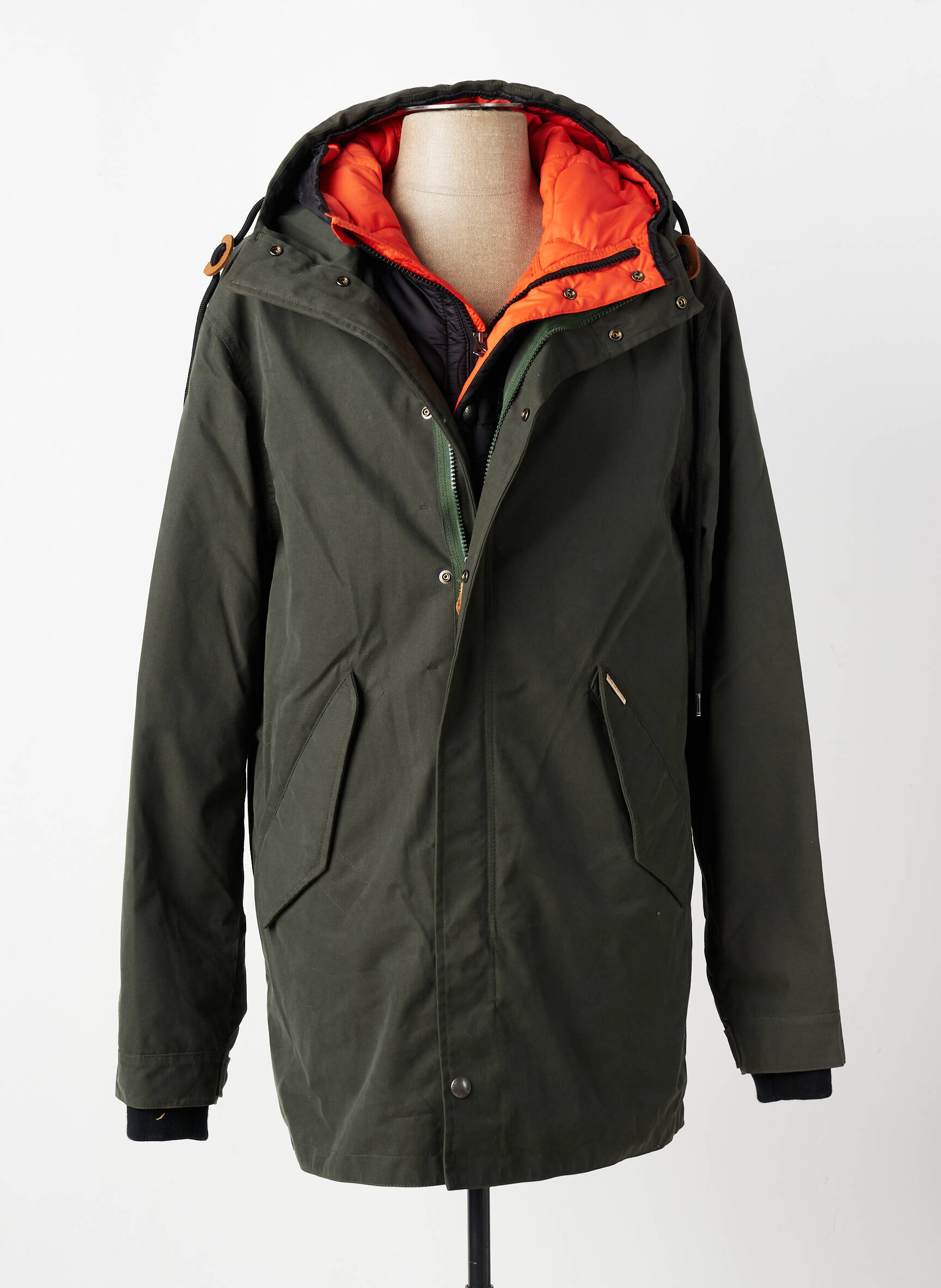 Parka manches longues a capuche vert IRON AND RESIN homme