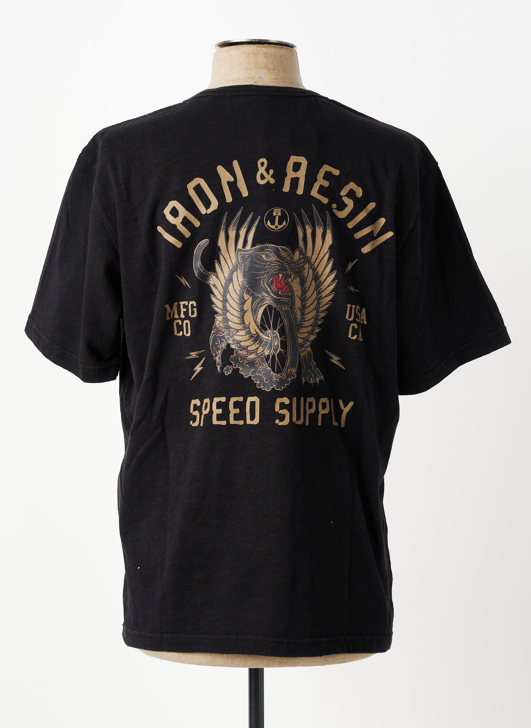 T-shirt stretch manches courtes noir IRON AND RESIN homme