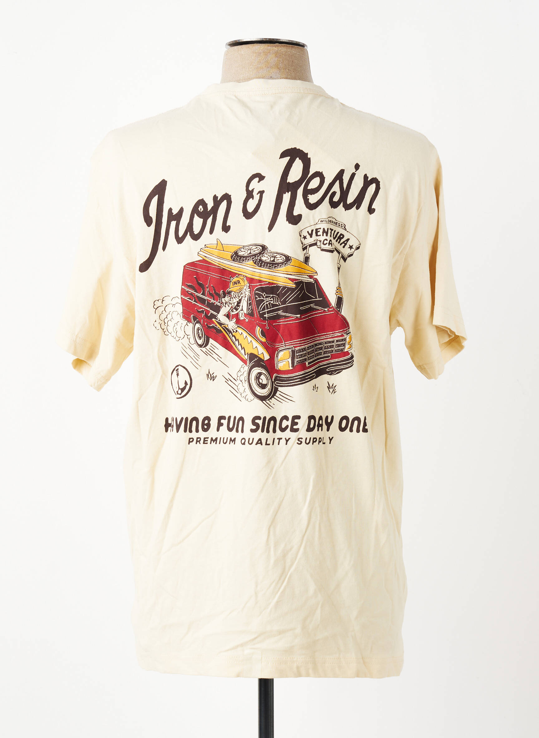 T-shirt bio manches courtes beige IRON AND RESIN homme