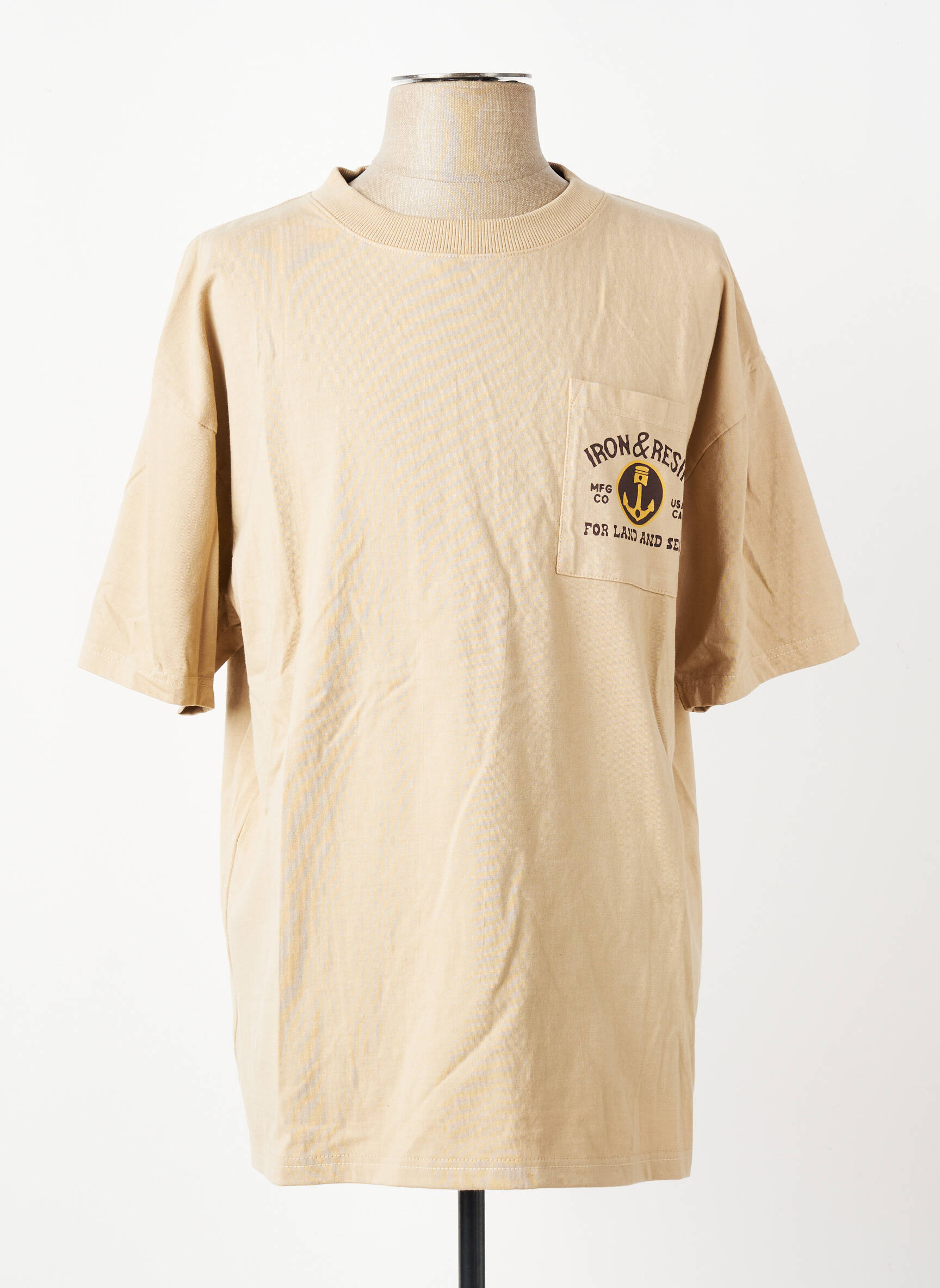 T-shirt coupe droite manches courtes beige IRON AND RESIN homme