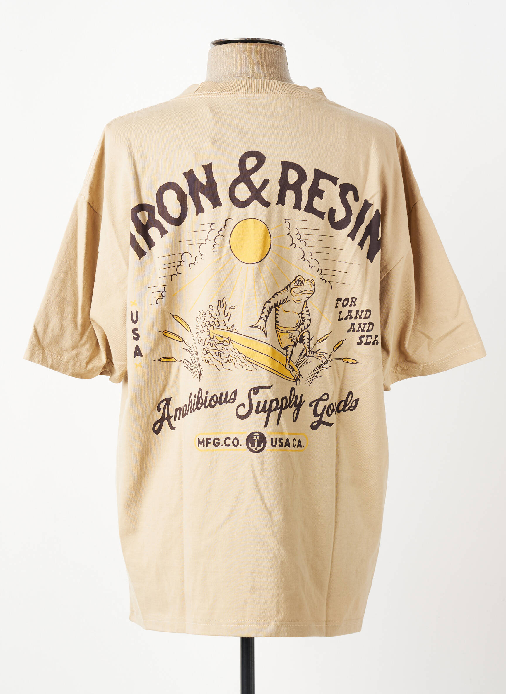 T-shirt coupe droite manches courtes beige IRON AND RESIN homme