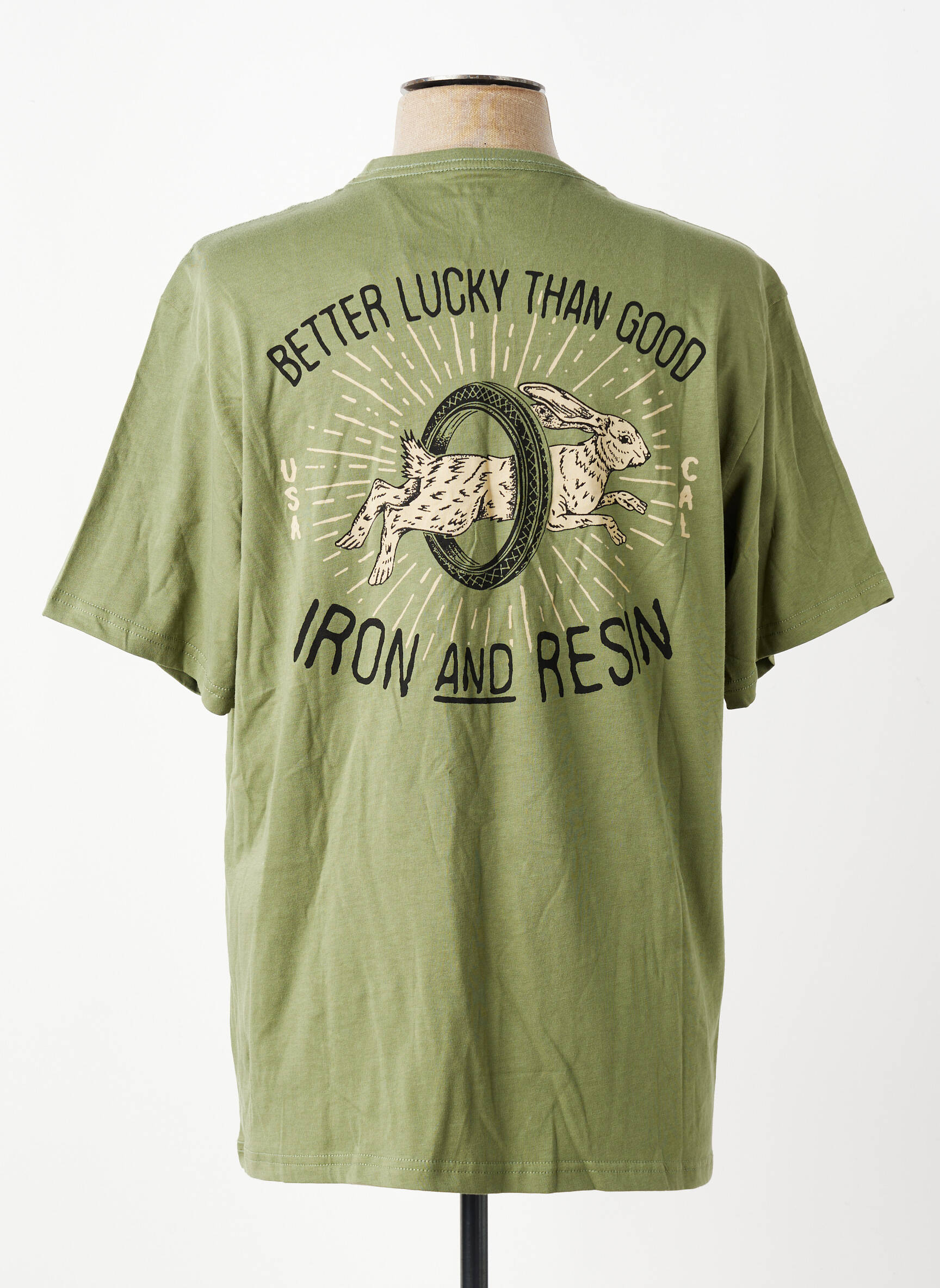 T-shirt bio manches courtes vert IRON AND RESIN homme