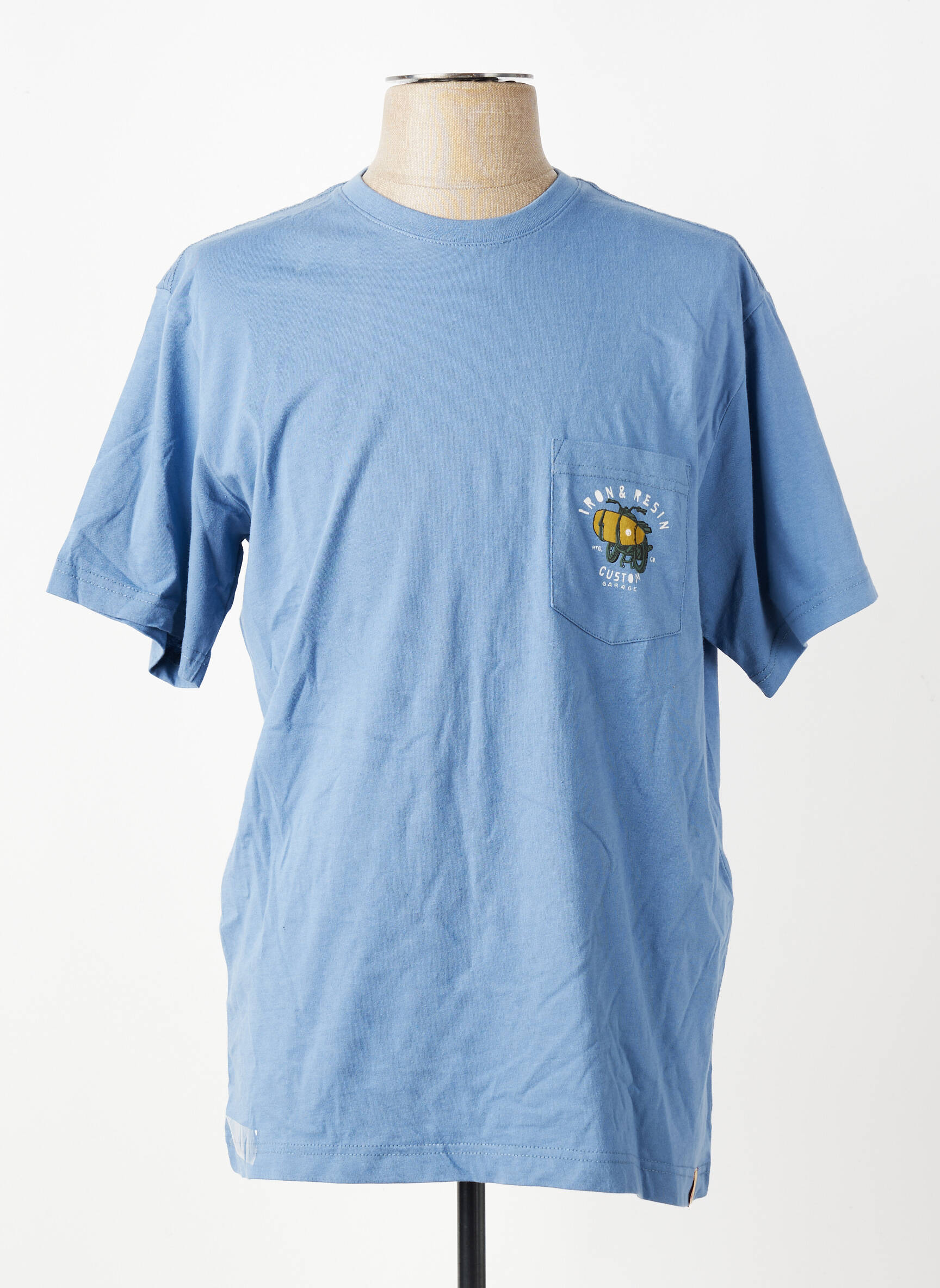 T-shirt bio manches courtes bleu IRON AND RESIN homme