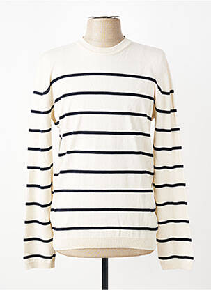 Pull col rond manches longues blanc DAYTONA homme