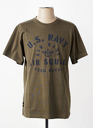 T-shirt sérigraphie floquée manches courtes vert DAYTONA homme