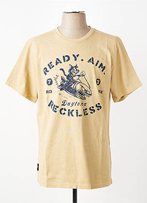 T-shirt sérigraphie floquée manches courtes beige DAYTONA homme