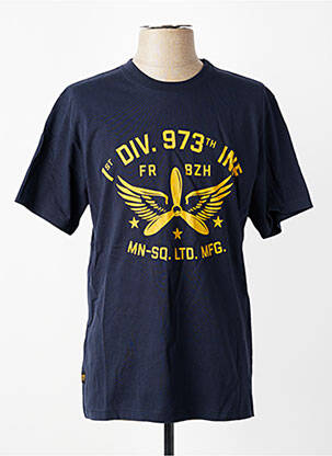 T-shirt sérigraphie floquée manches courtes bleu DAYTONA homme