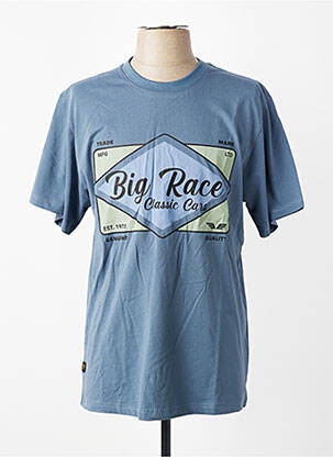 T-shirt sérigraphie floquée manches courtes bleu DAYTONA homme