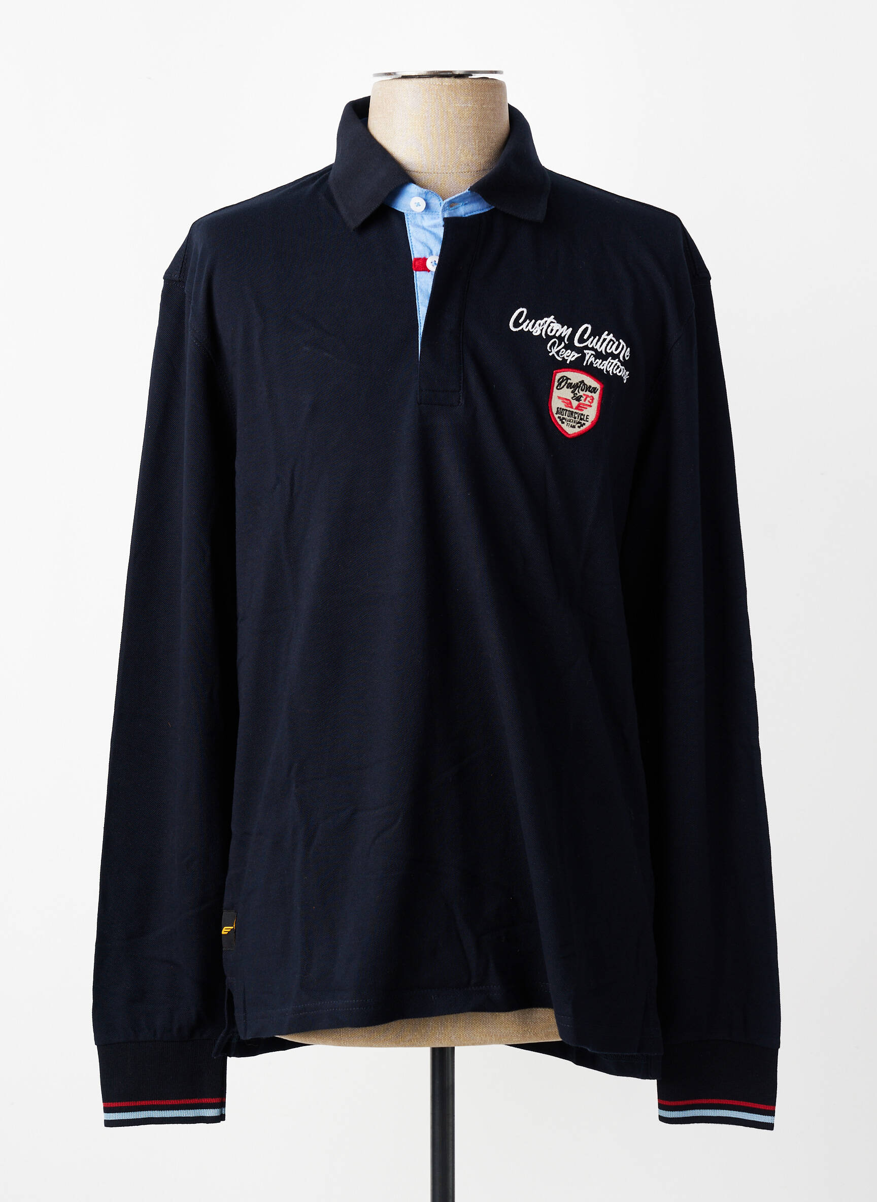 Polo manches longues manches longues noir DAYTONA homme