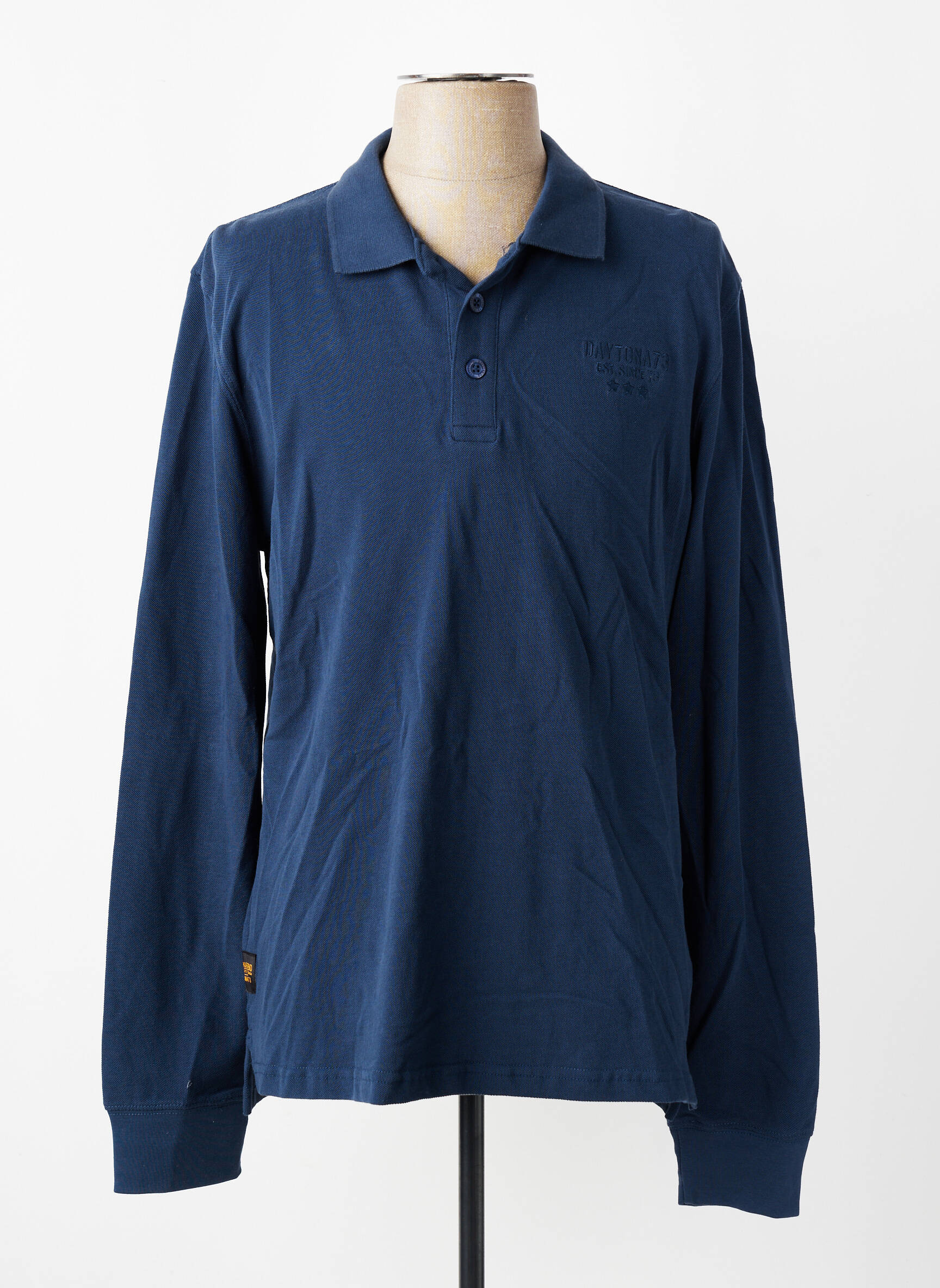 Polo manches longues manches longues bleu DAYTONA homme