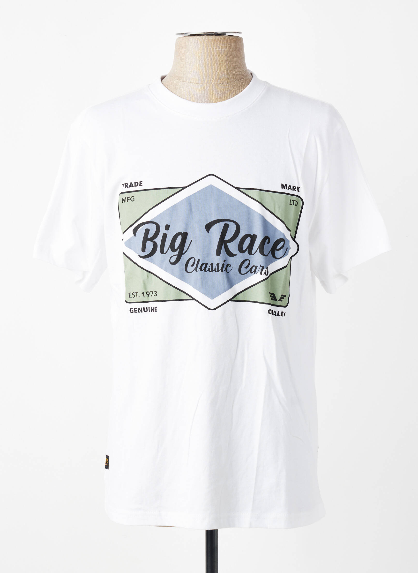 T-shirt sérigraphie floquée manches courtes blanc DAYTONA homme