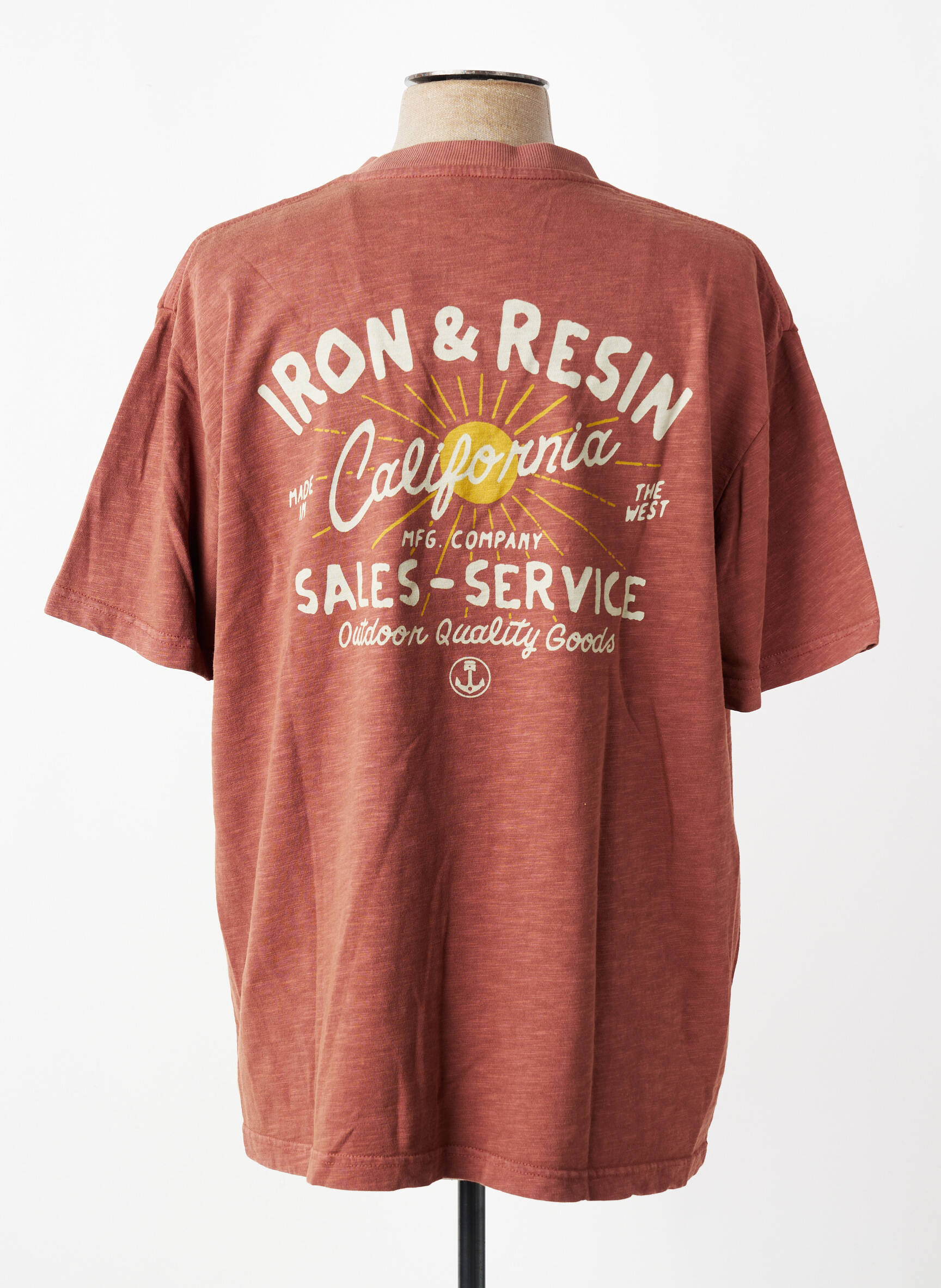 T-shirt stretch manches courtes marron IRON AND RESIN homme
