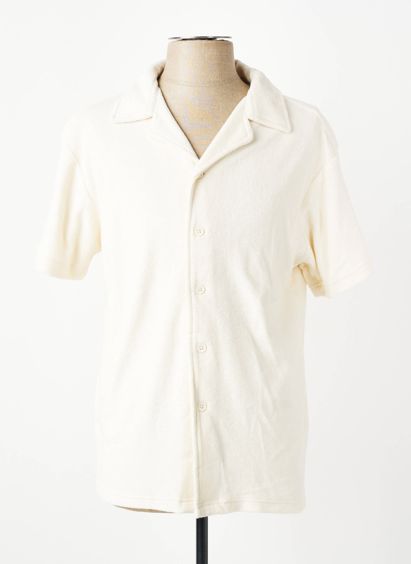 Chemise manches courtes col tailleur beige DAYTONA homme