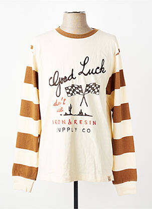 T-shirt broderie manches longues beige IRON AND RESIN homme