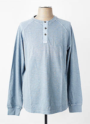 T-shirt col tunisien manches longues bleu IRON AND RESIN homme
