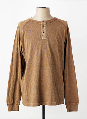 T-shirt col tunisien manches longues marron IRON AND RESIN homme