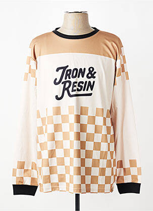 T-shirt coupe cintrée manches longues beige IRON AND RESIN homme