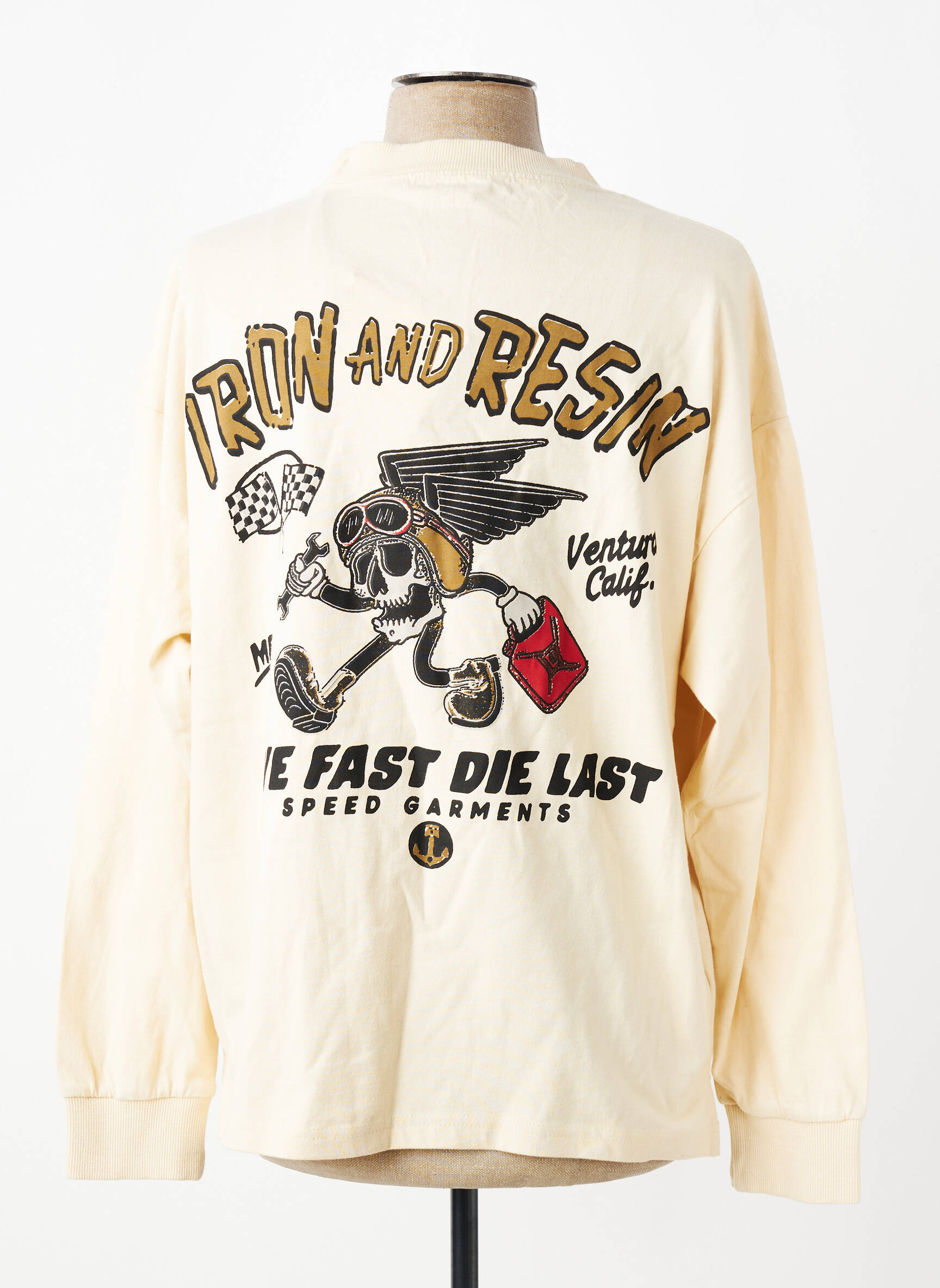 T-shirt coupe cintrée manches longues beige IRON AND RESIN homme