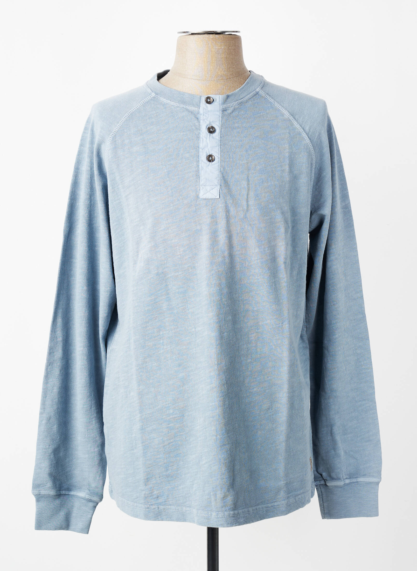 T-shirt col tunisien manches longues bleu IRON AND RESIN homme