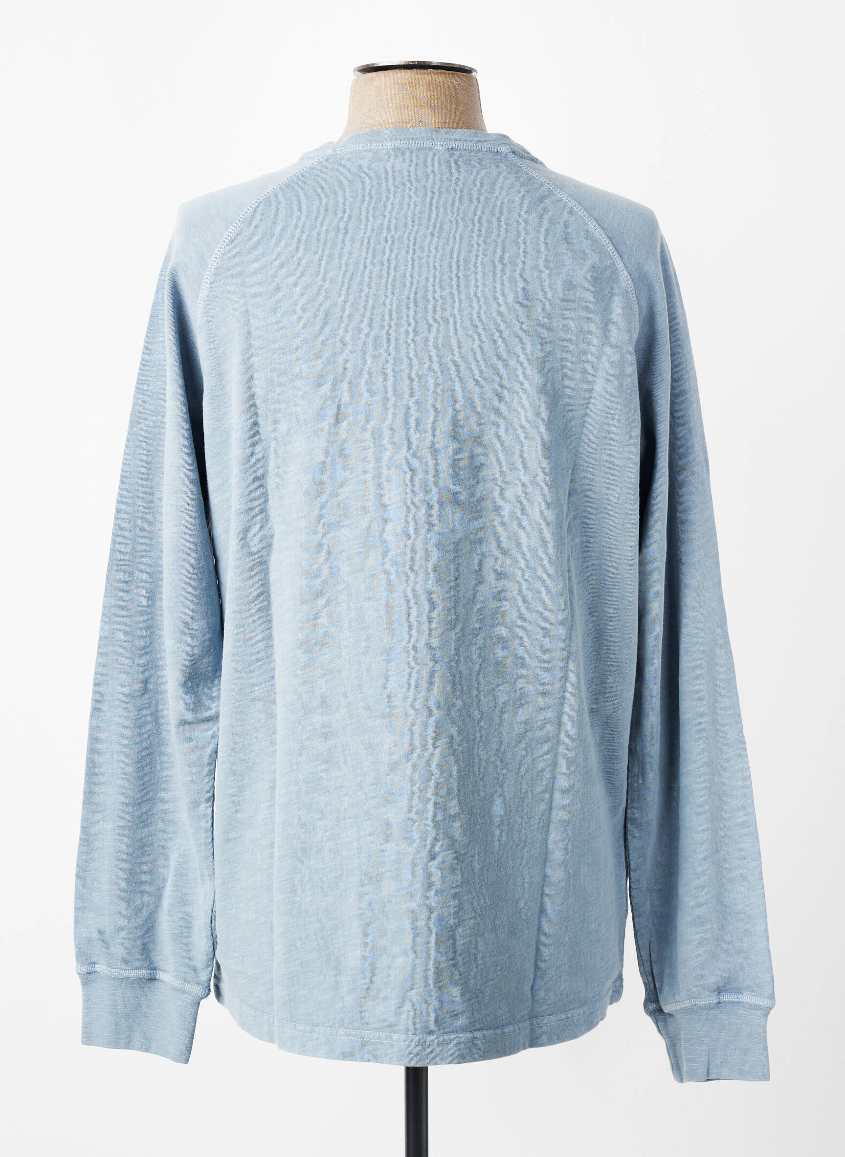 T-shirt col tunisien manches longues bleu IRON AND RESIN homme
