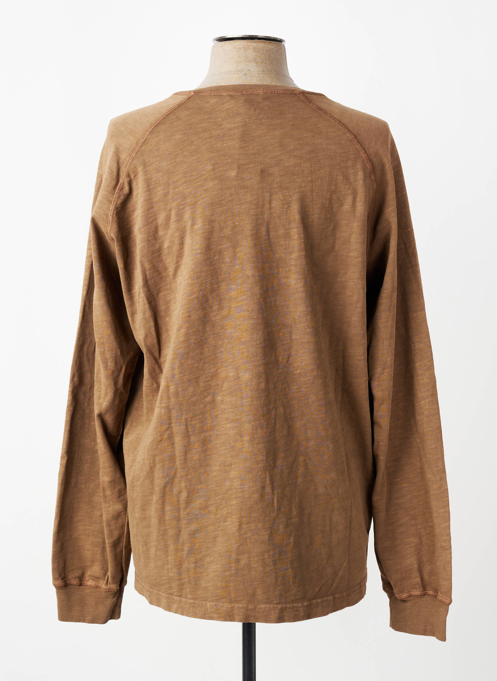 T-shirt col tunisien manches longues marron IRON AND RESIN homme