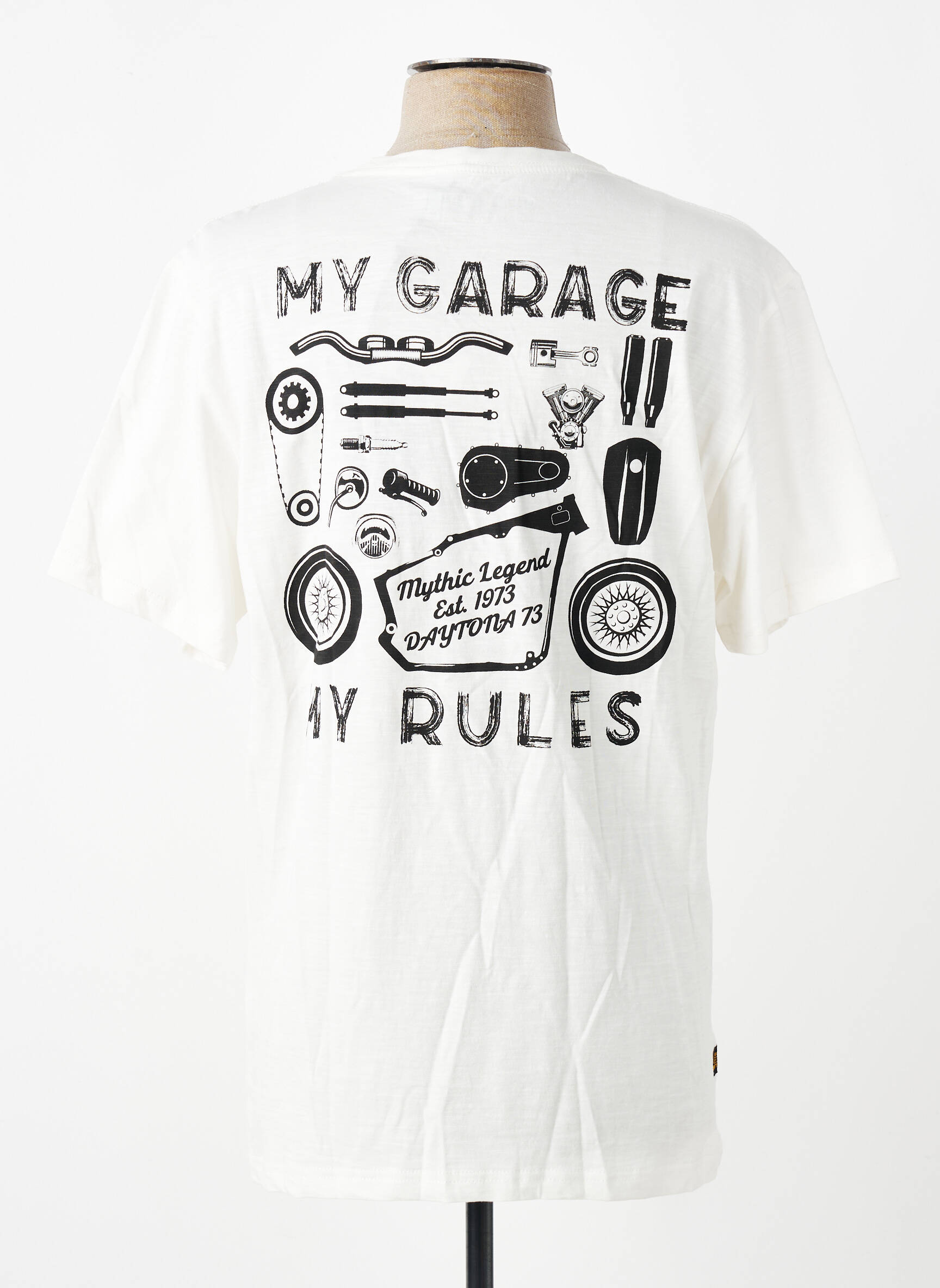 T-shirt coupe cintrée manches courtes beige DAYTONA homme