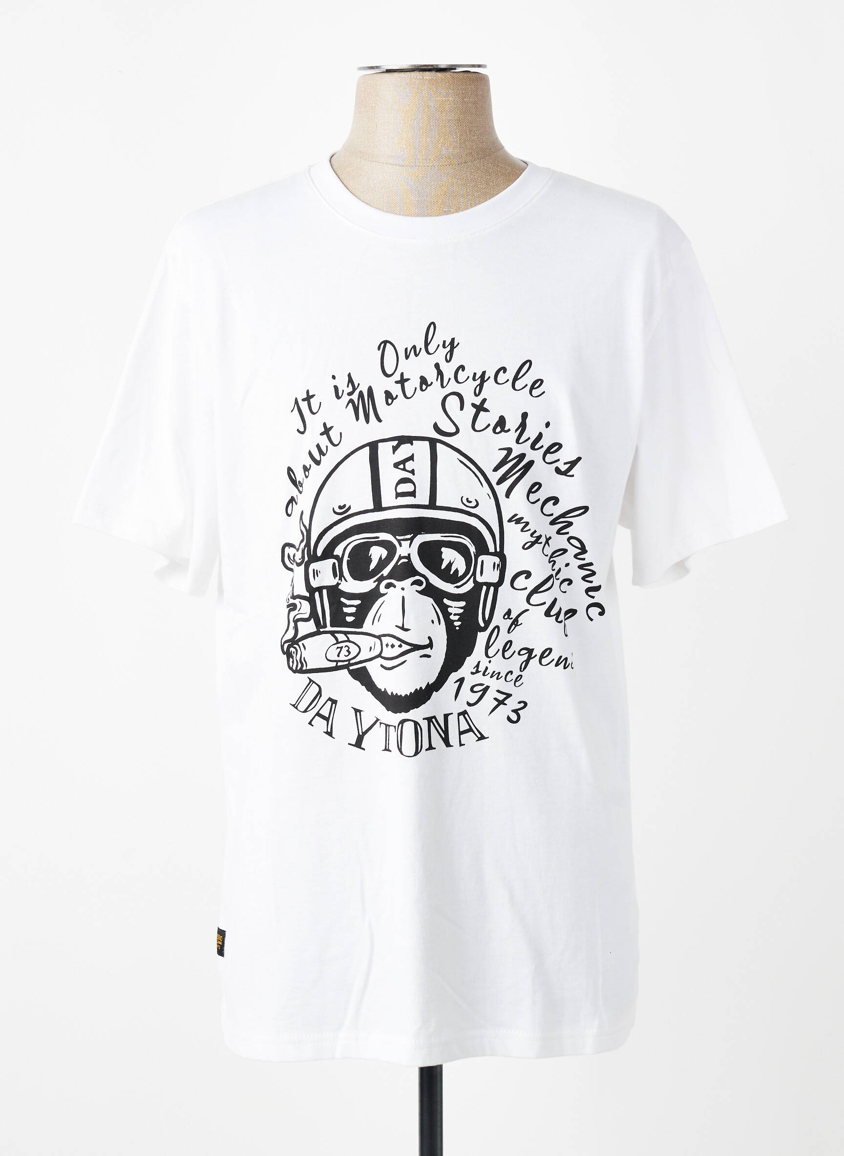 T-shirt coupe cintrée manches courtes blanc DAYTONA homme