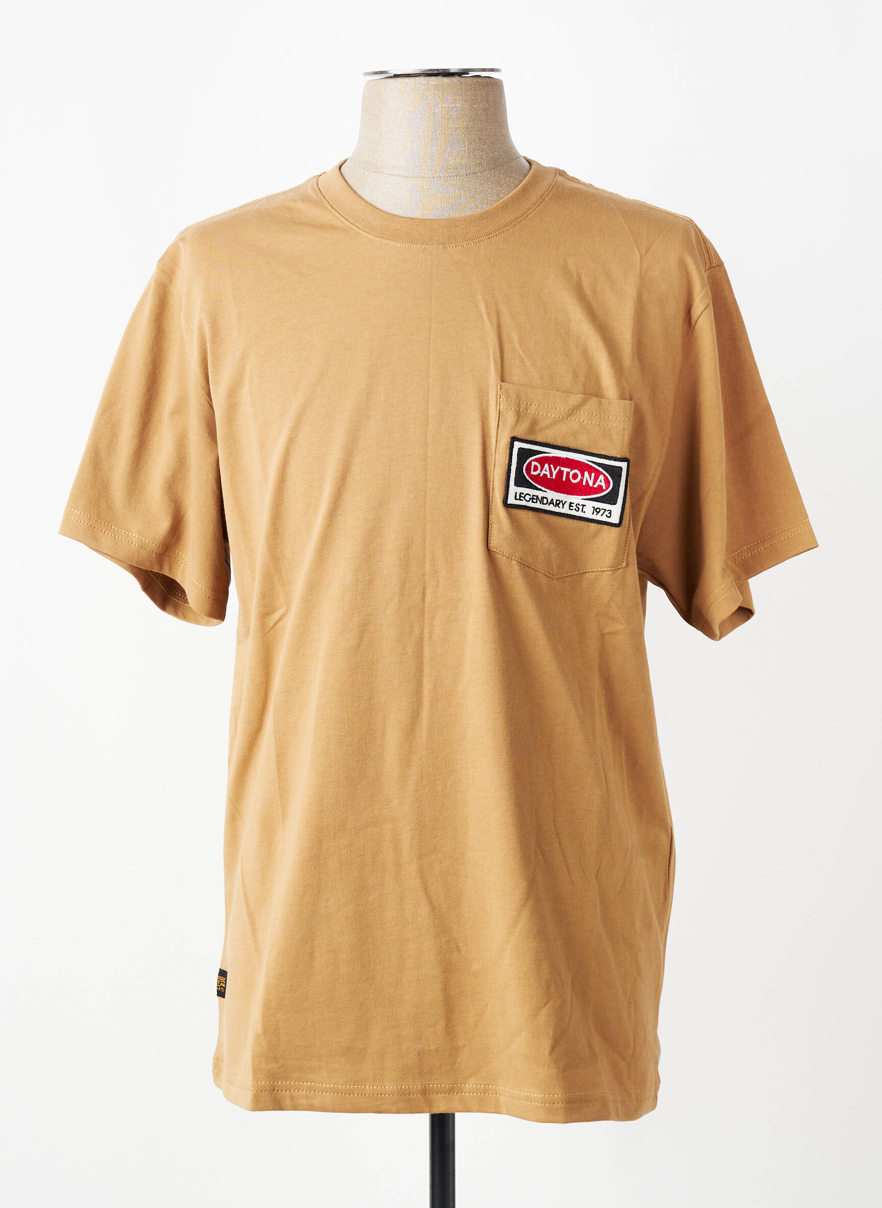 T-shirt broderie manches courtes marron DAYTONA homme