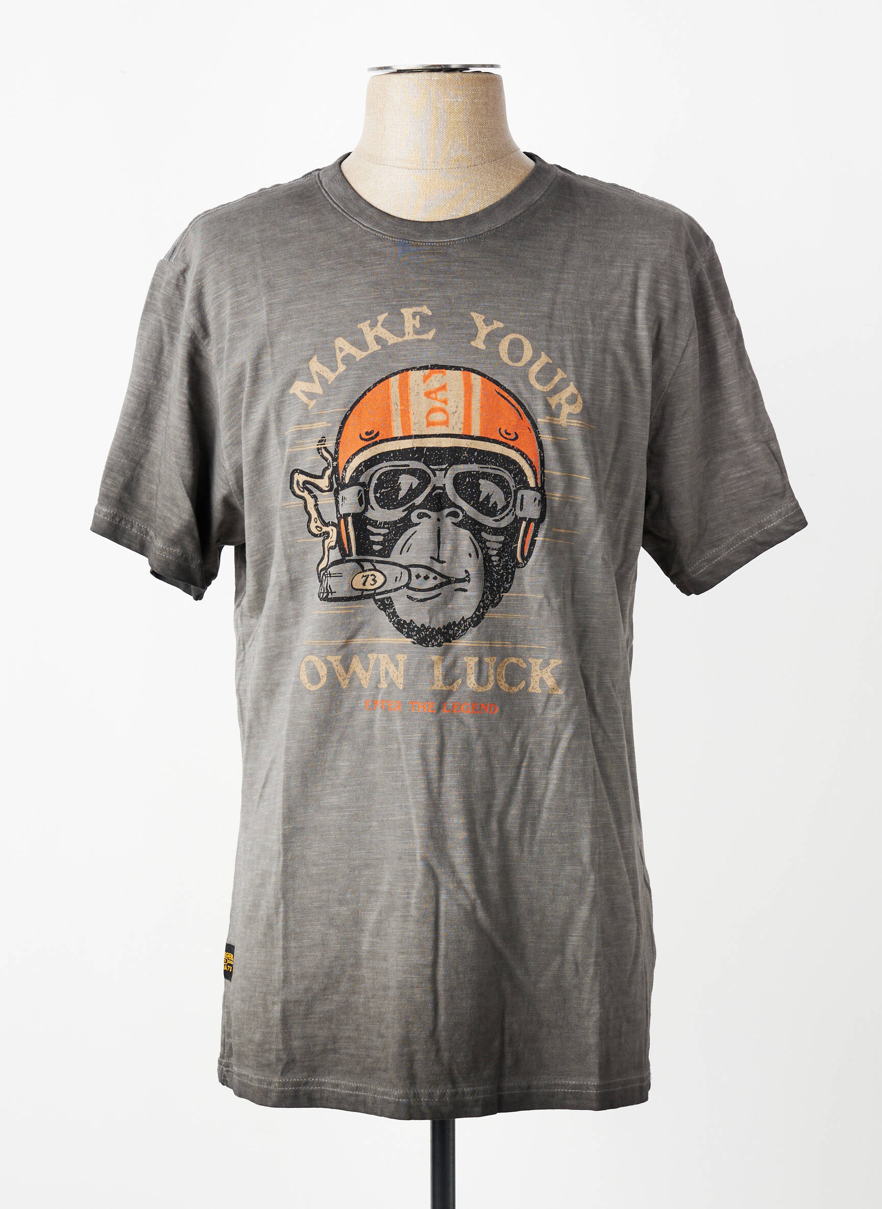 T-shirt coupe droite manches courtes gris DAYTONA homme