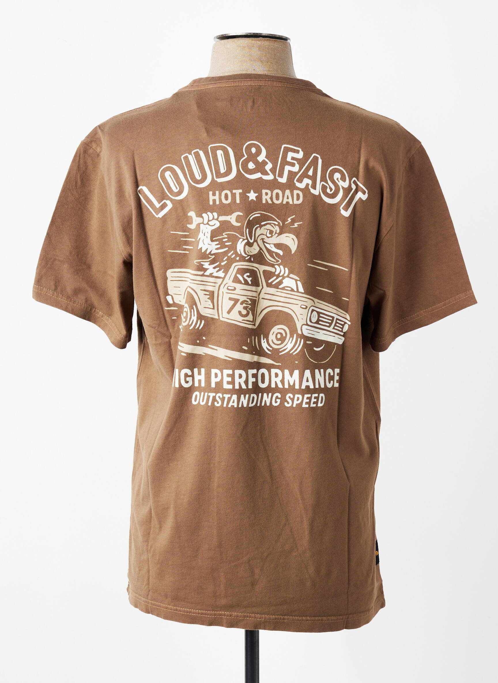 T-shirt coupe droite manches courtes marron DAYTONA homme