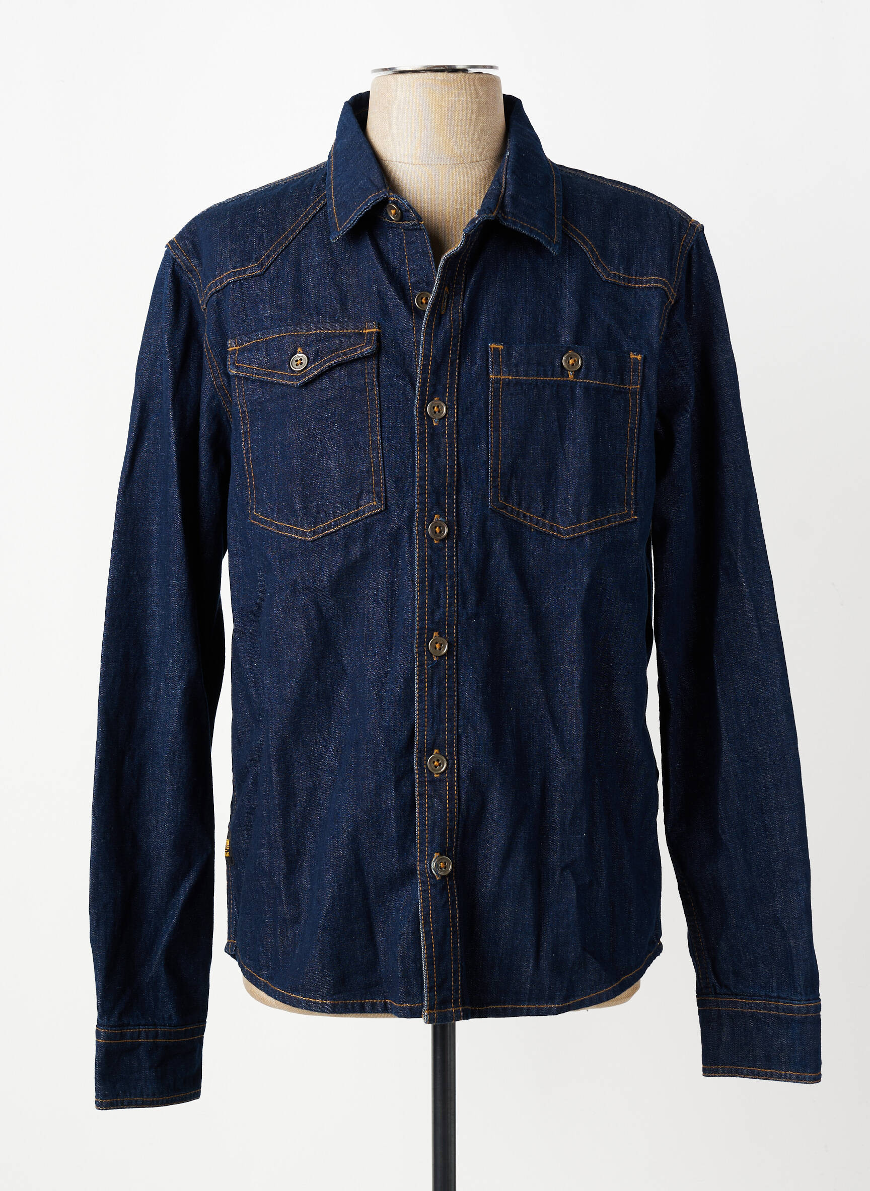 Chemise manches longues poches bleu DAYTONA homme