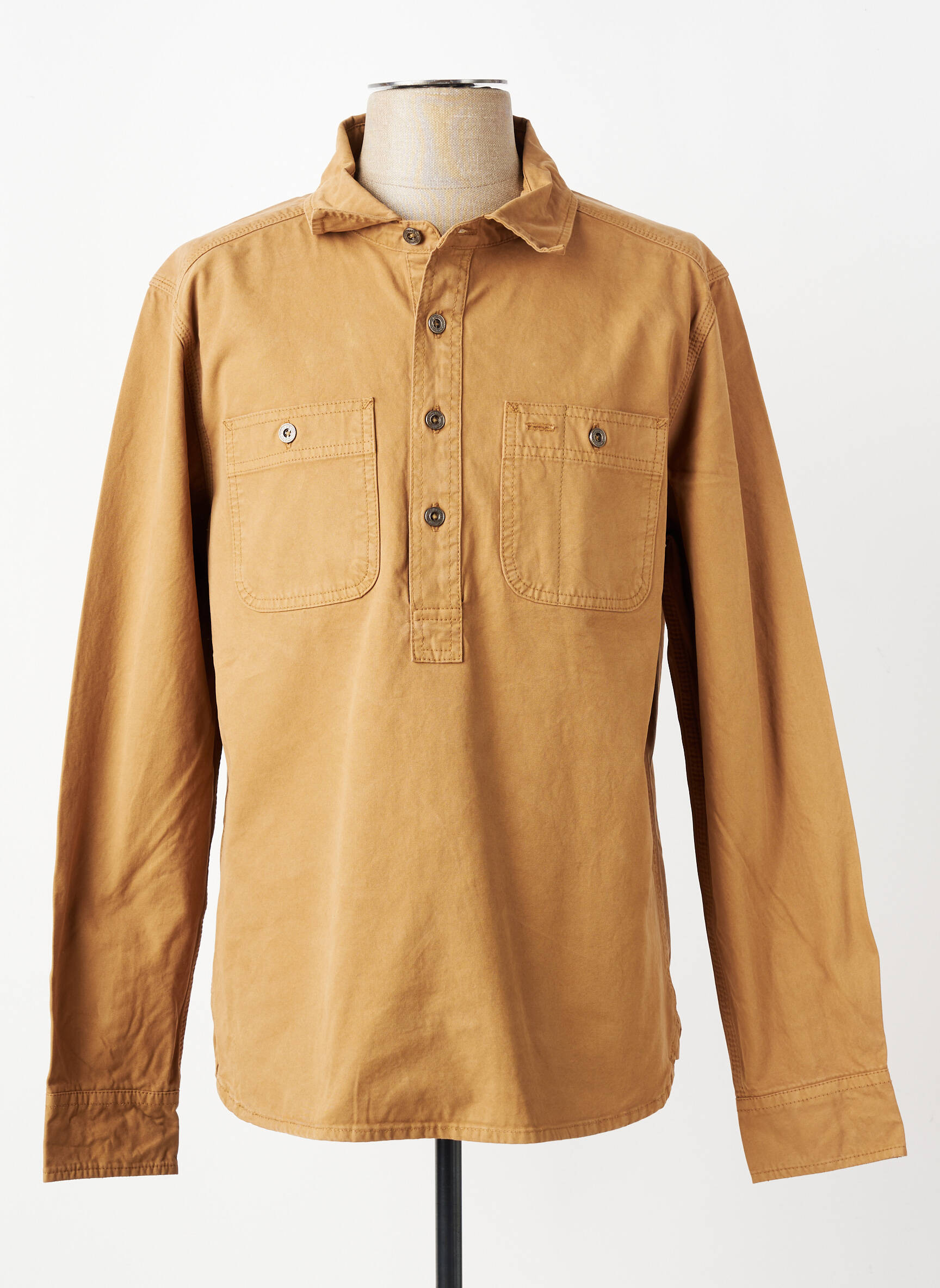 Chemise manches longues coupe droite marron IRON AND RESIN homme