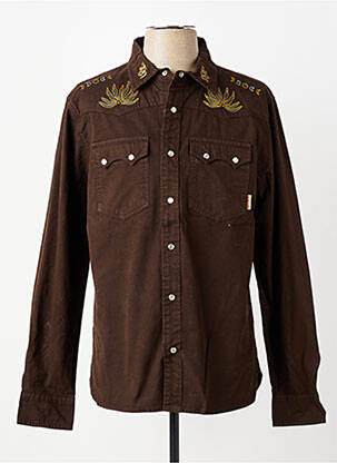 Chemise manches longues coupe droite marron IRON AND RESIN homme
