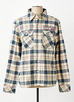 Chemise manches longues imprimé fantaisie bleu DAYTONA homme