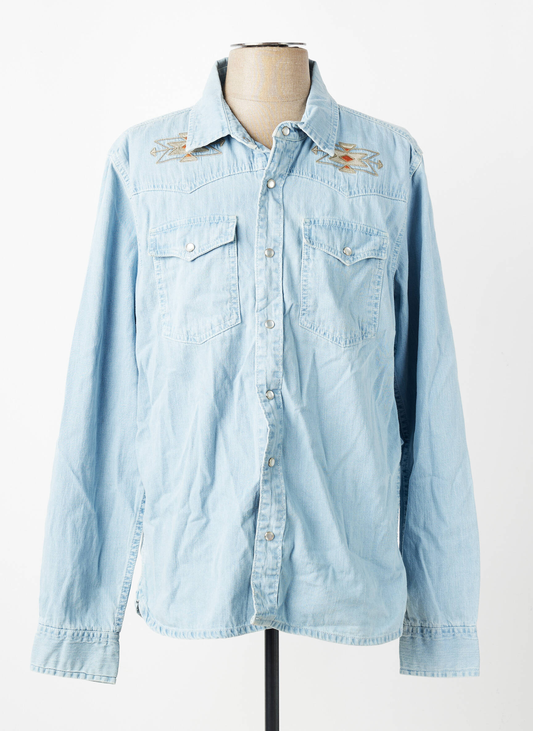 Chemise manches longues poches bleu IRON AND RESIN homme