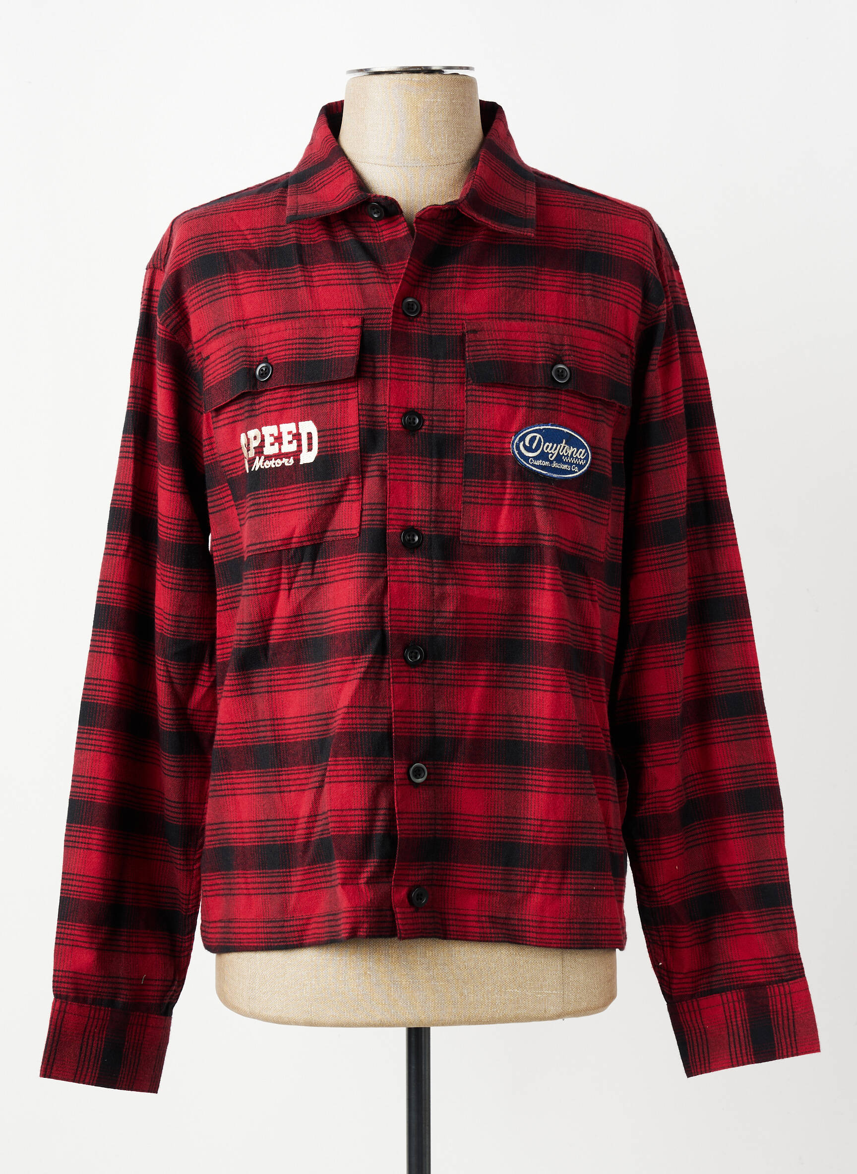 Chemise manches longues poches rouge DAYTONA homme