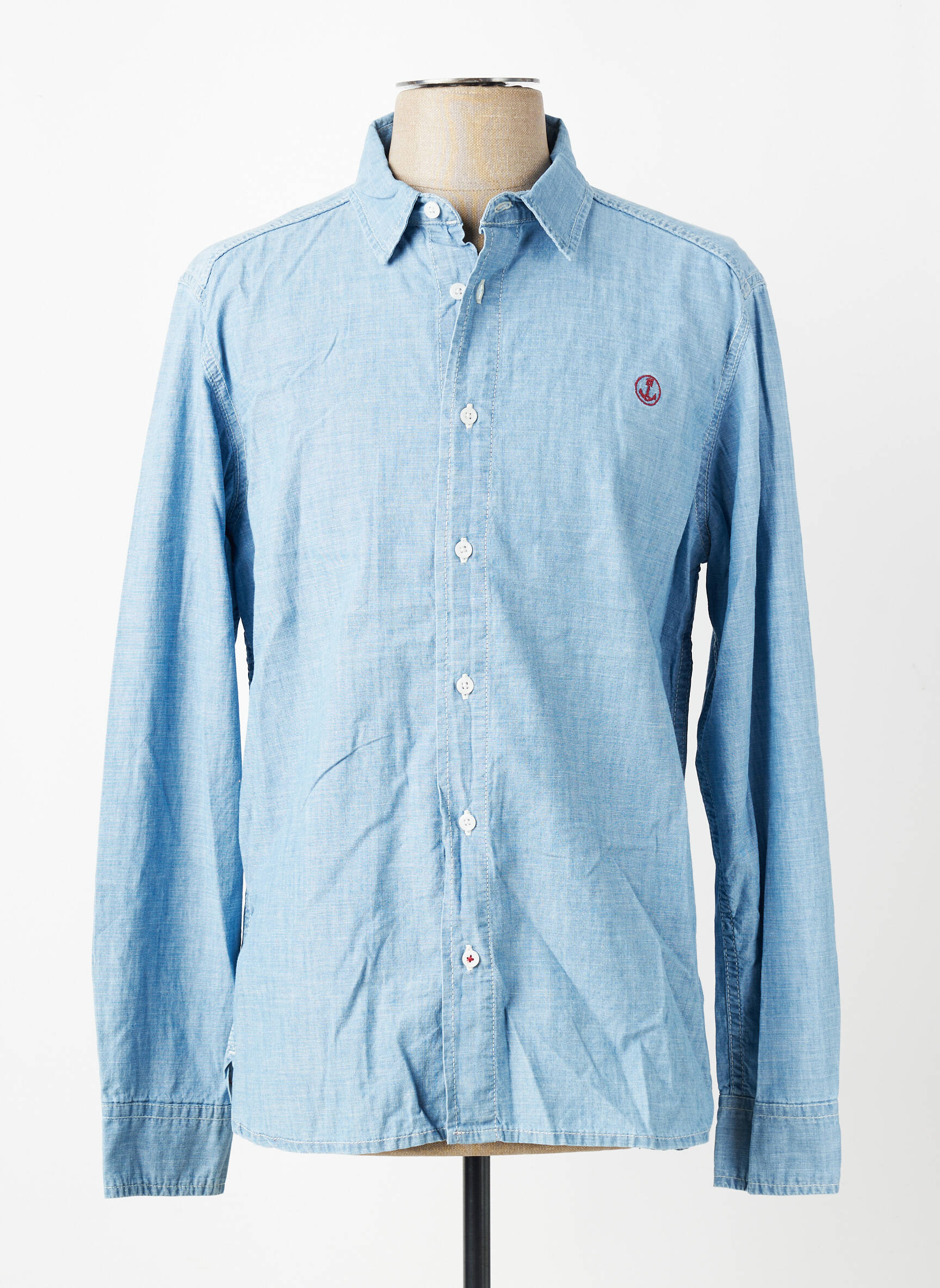 Chemise manches longues coupe droite bleu IRON AND RESIN homme