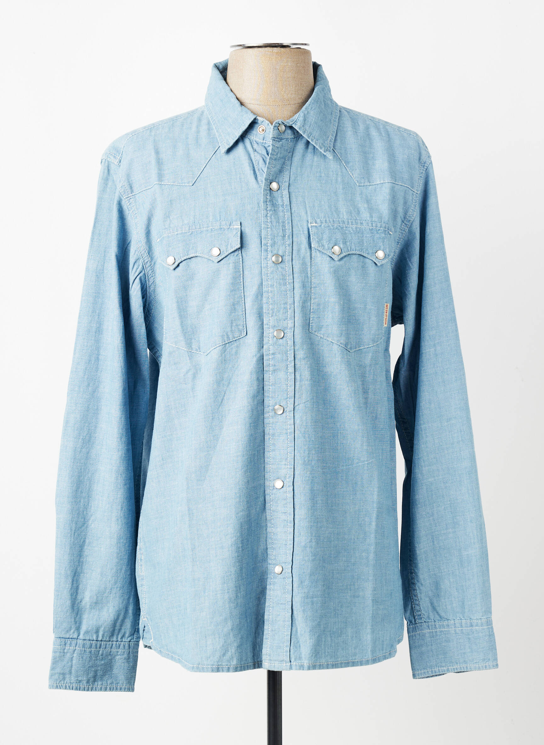 Chemise manches longues coupe droite bleu IRON AND RESIN homme