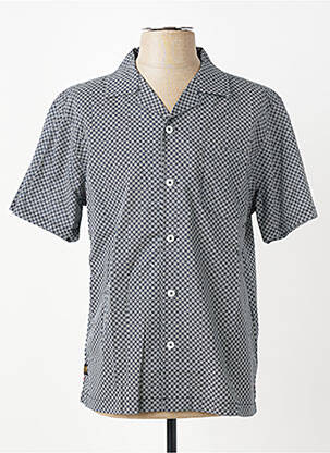 Chemise manches courtes col tailleur bleu DAYTONA homme