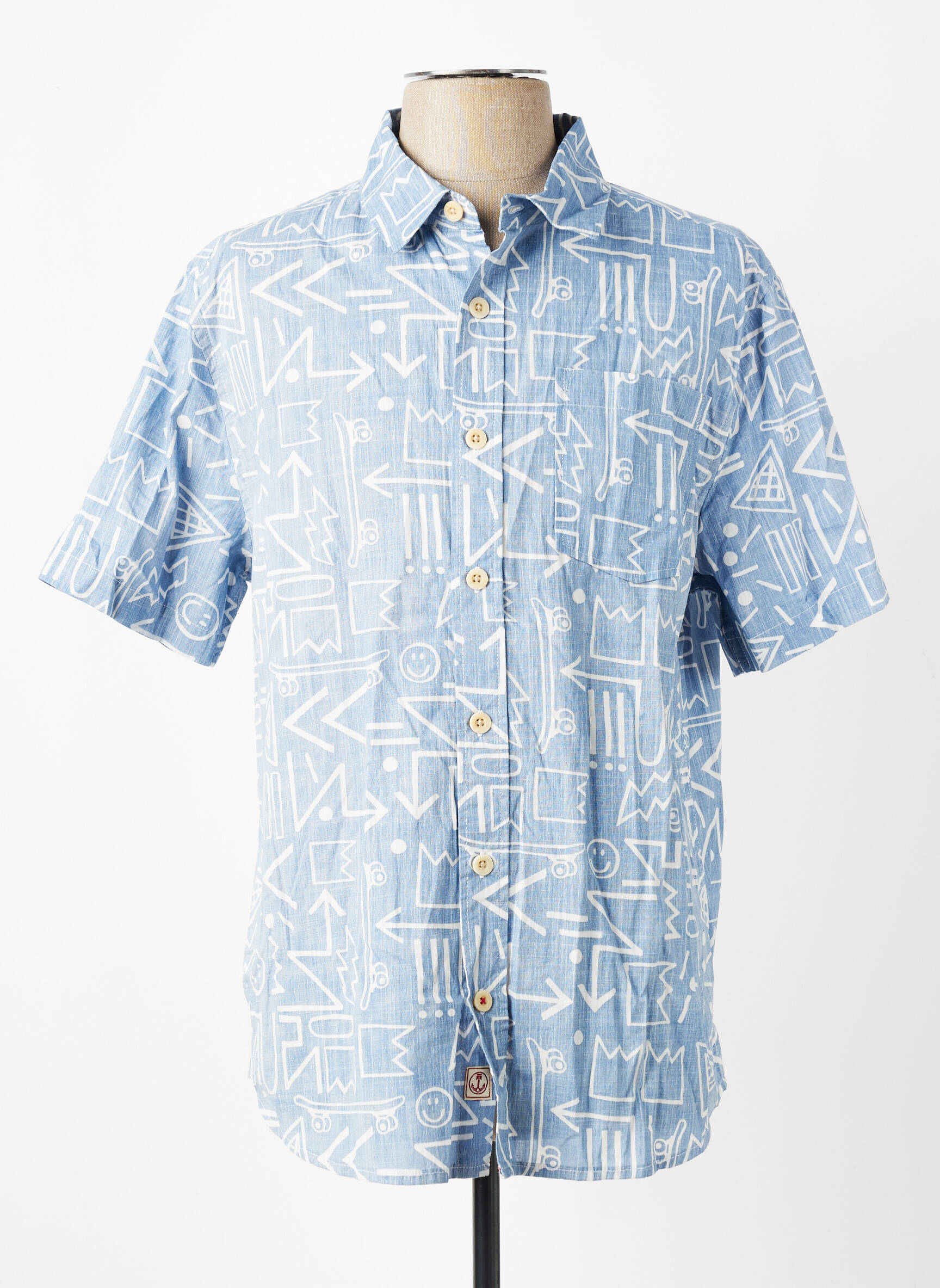 Chemise manches courtes poches bleu IRON AND RESIN homme