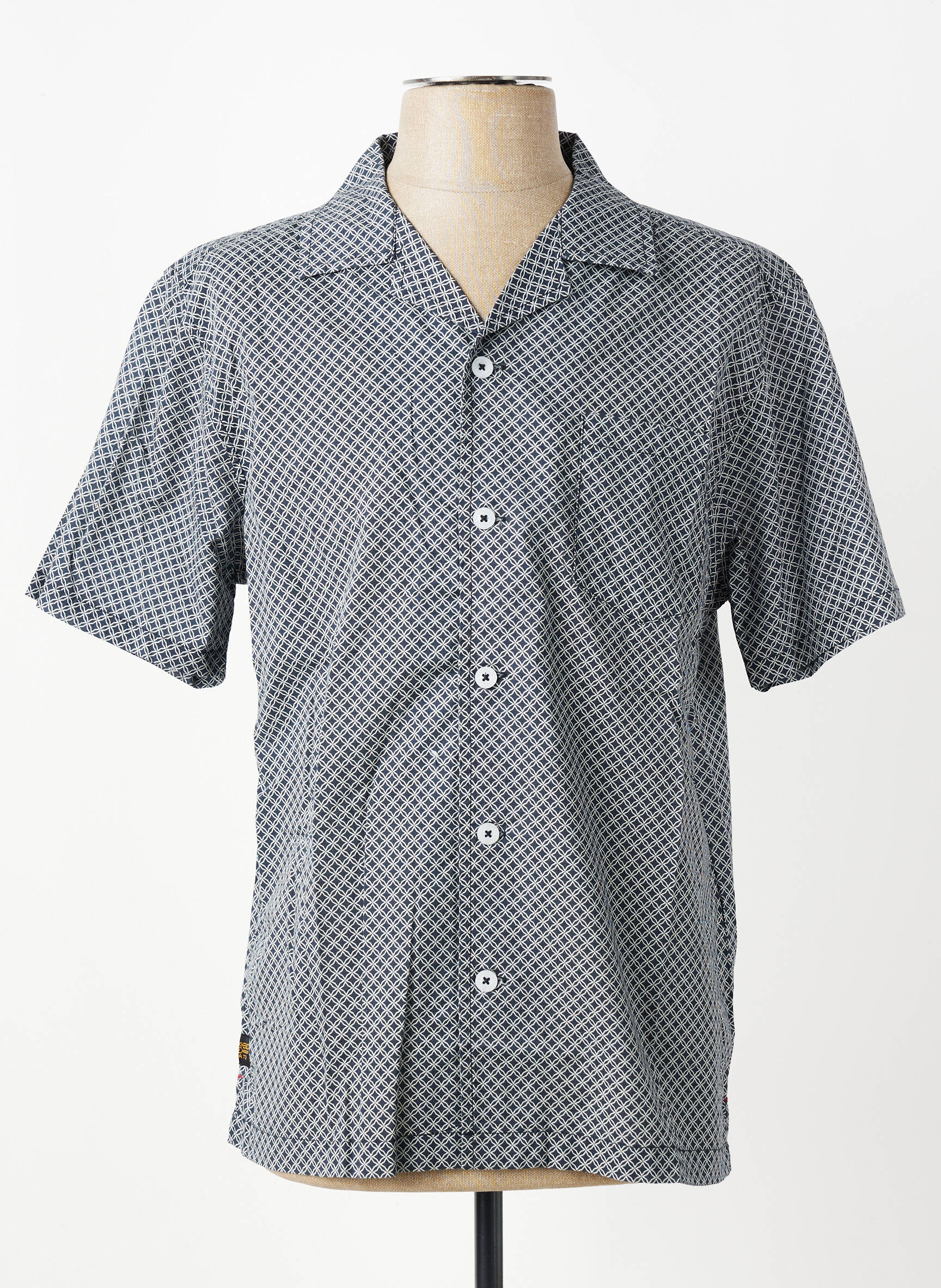 Chemise manches courtes col tailleur bleu DAYTONA homme