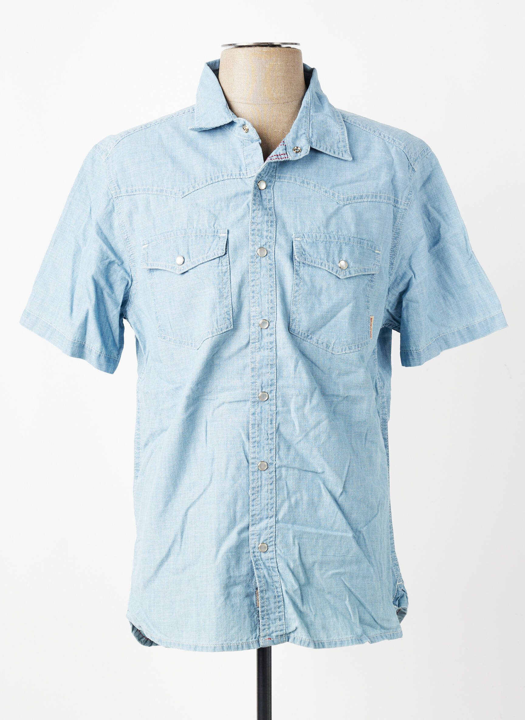 Chemise manches courtes poches bleu IRON AND RESIN homme