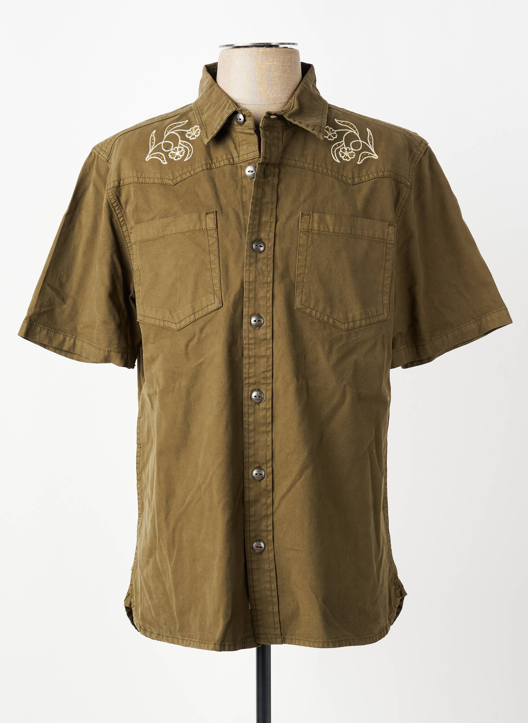 Chemise manches courtes imprimé fantaisie vert IRON AND RESIN homme