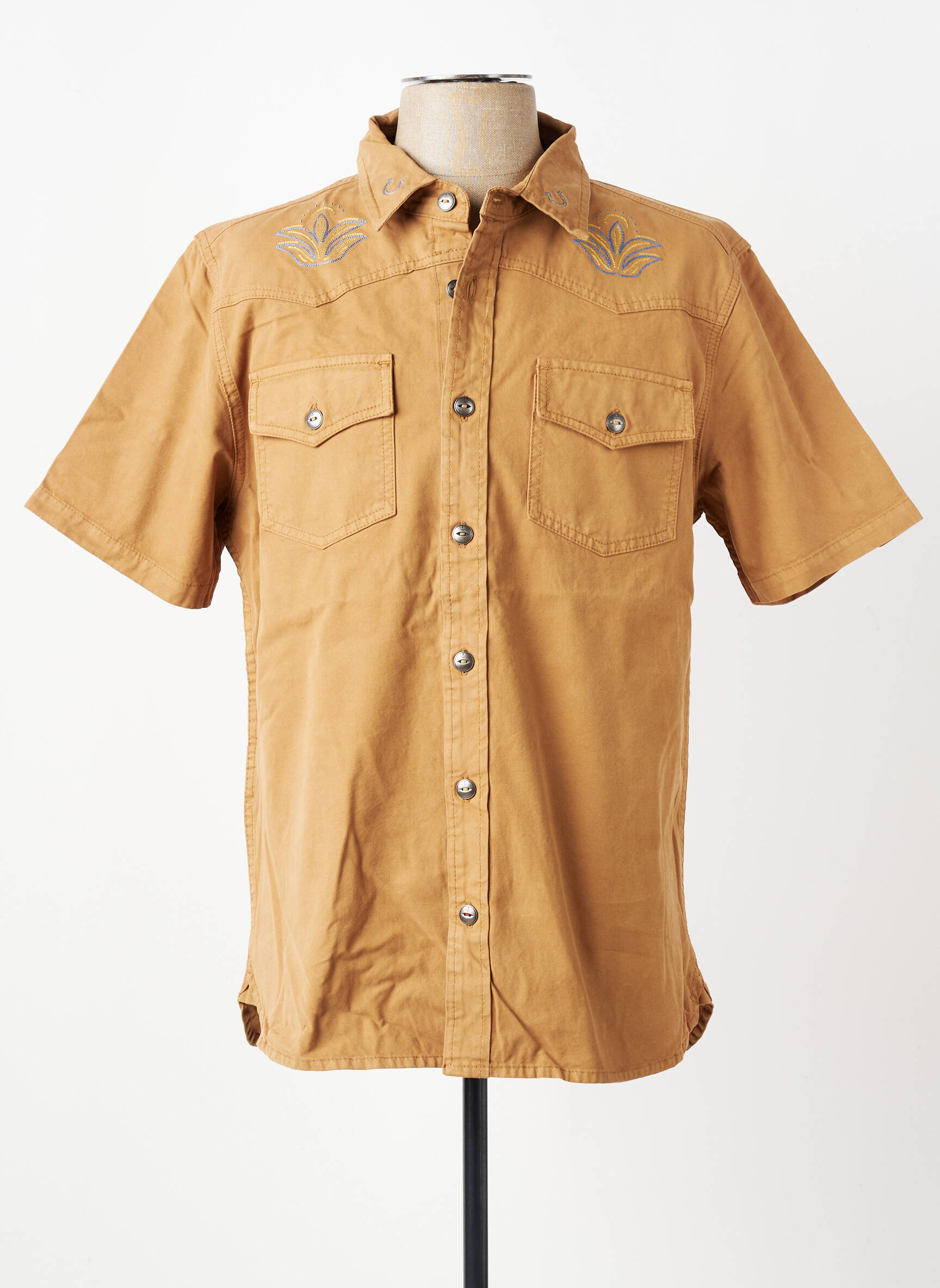 Chemise manches courtes poches beige IRON AND RESIN homme