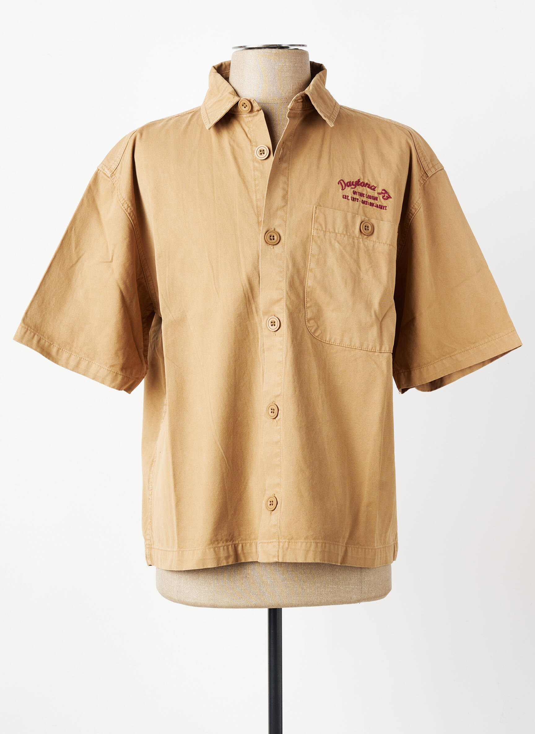 Chemise manches courtes coupe droite beige DAYTONA homme