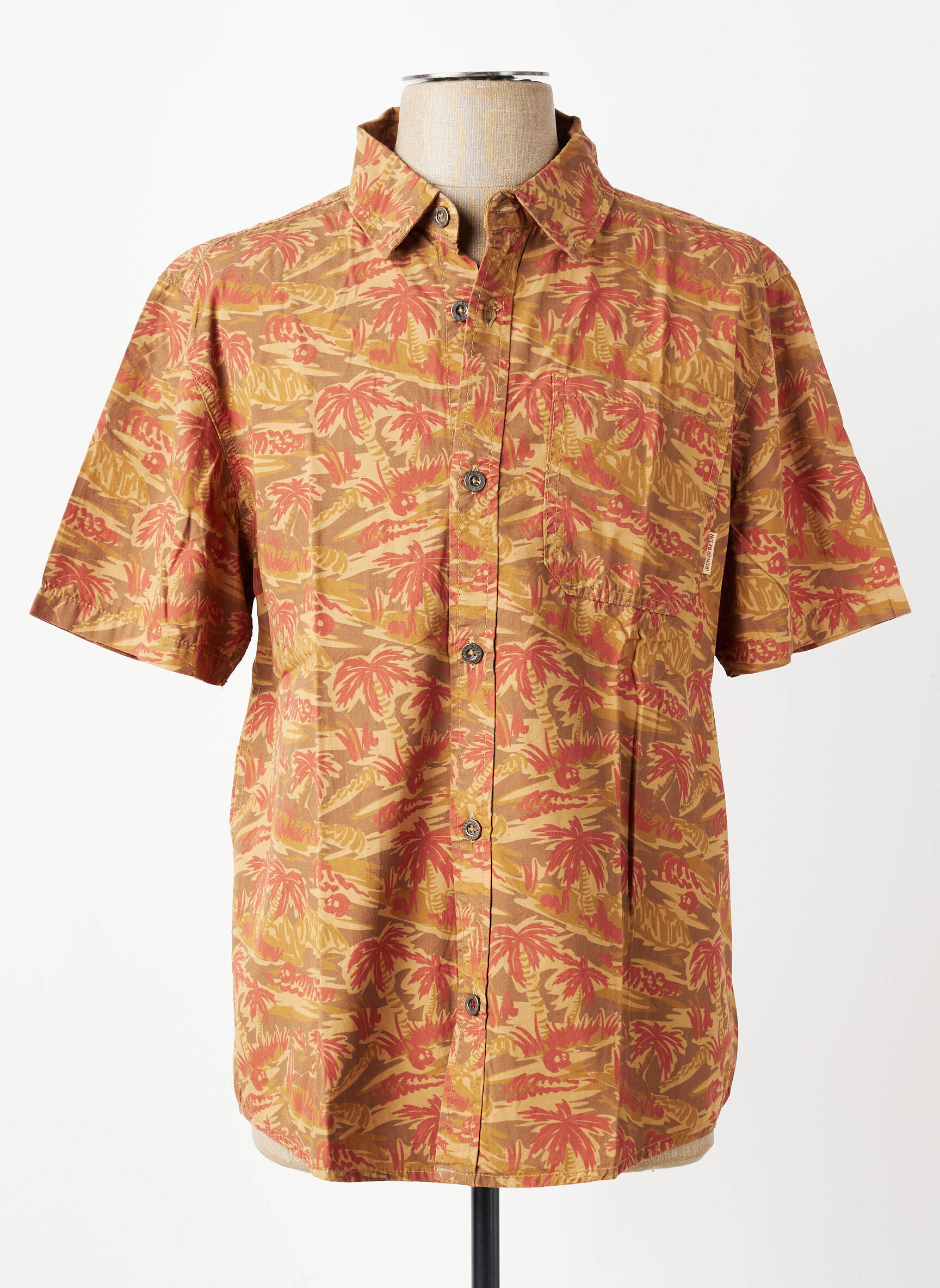 Chemise manches courtes imprimé fantaisie jaune IRON AND RESIN homme