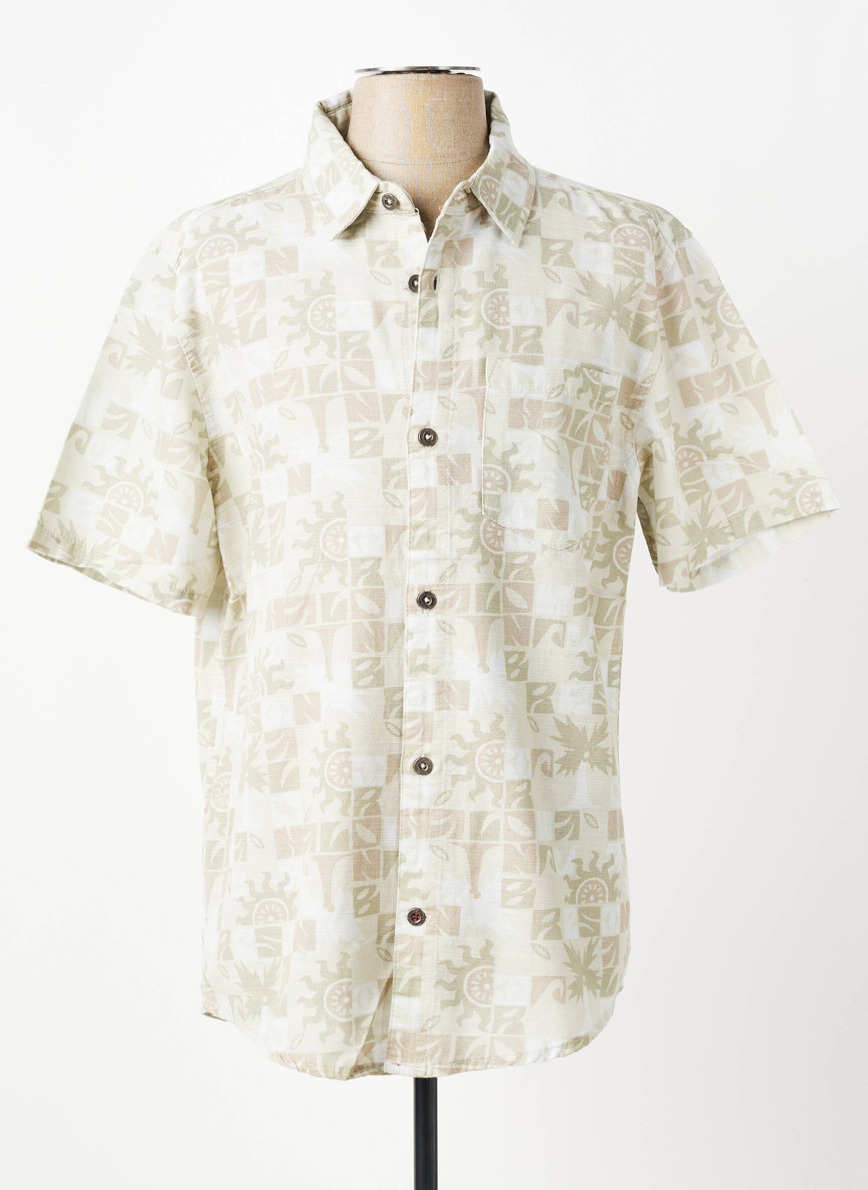 Chemise manches courtes imprimé fantaisie vert IRON AND RESIN homme