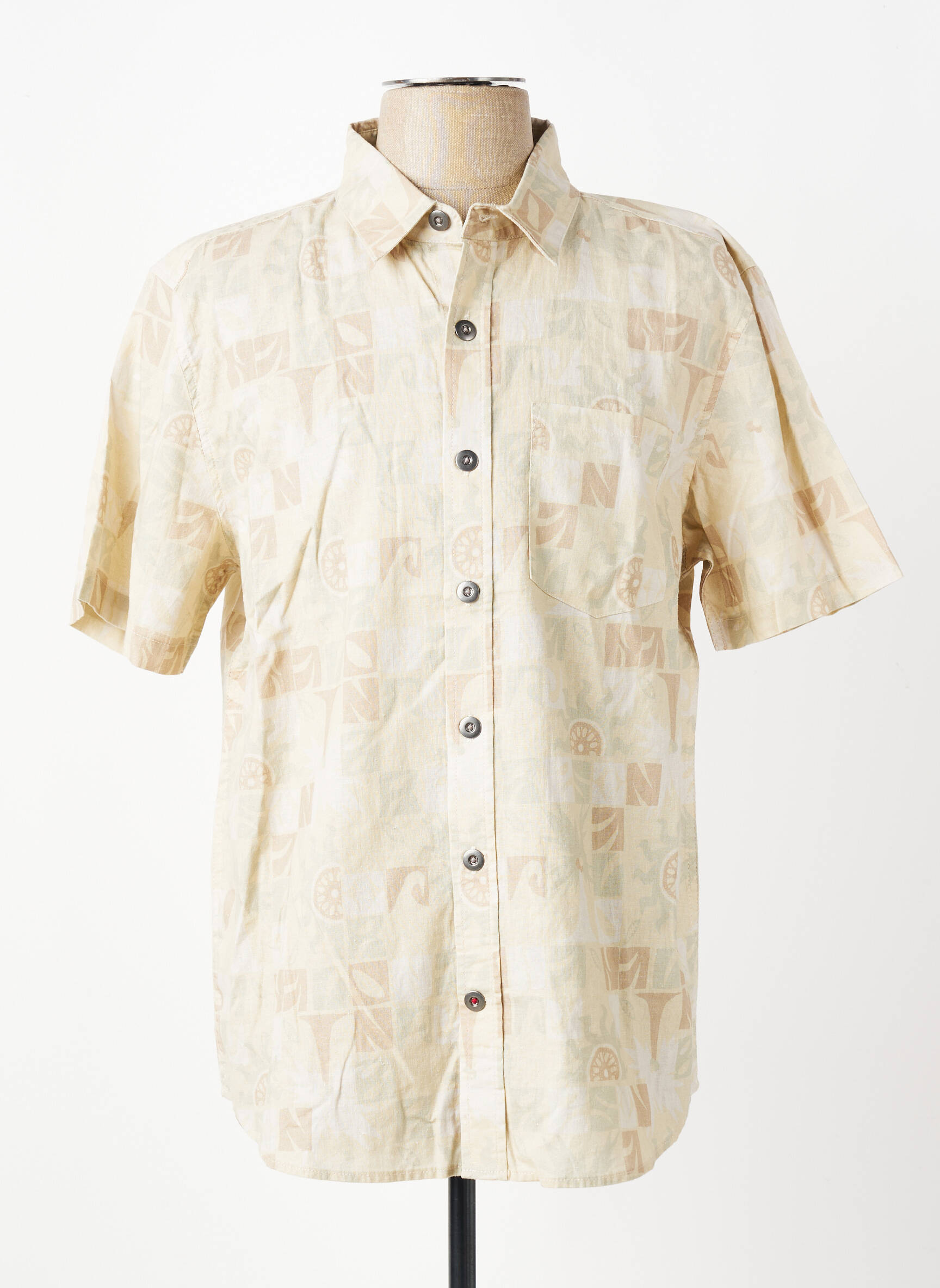 Chemise manches courtes imprimé fantaisie beige IRON AND RESIN homme