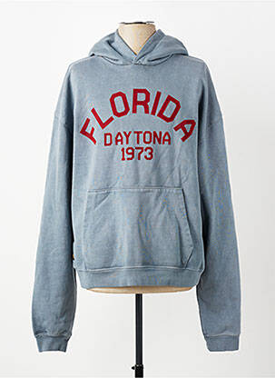 Sweat-shirt à capuche stretch manches longues bleu DAYTONA homme
