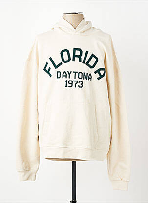 Sweat-shirt à capuche poches manches longues beige DAYTONA homme